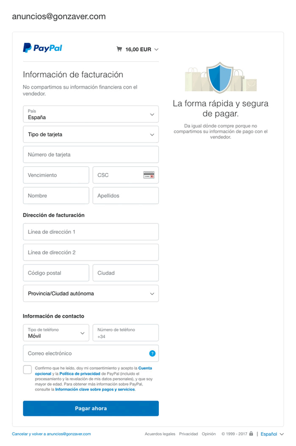 Formulario de ingreso de datos