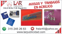 avisos y trabajos en acrilico