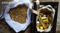 Barras de oro, pepitas de oro y diamante