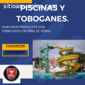 Toboganes y piscinas en fibra de vidrio.