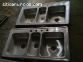 Lavatrastes de 3 fosas de acero inox
