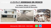 Excelentes bodegas en alquiler en Mixco.