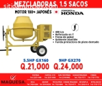 Mezcladora J&F 1.5 sacos motor honda 100