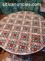 juego de mesa y sillas azulejo