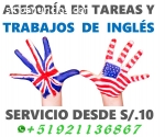ASESORÍA TRABAJOS DE INGLÉS DESDE S/.10