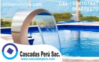 rebose de acero para piscinas, cascada